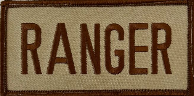 RANGER ID PATCH, SUBDUED TAN - 4"W x 2"H - VELCRO.